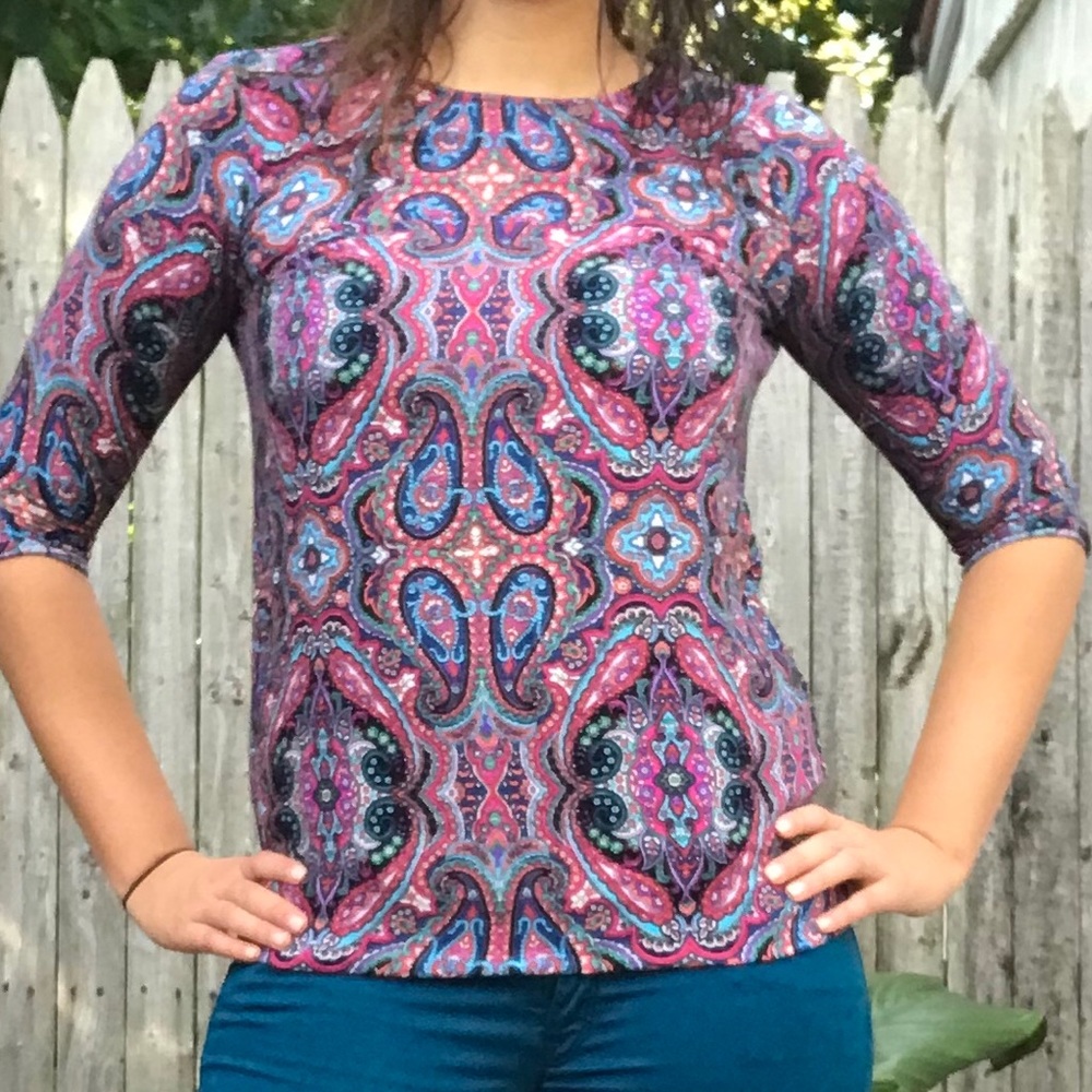 Forever 21 | Purple Paisley open back Top